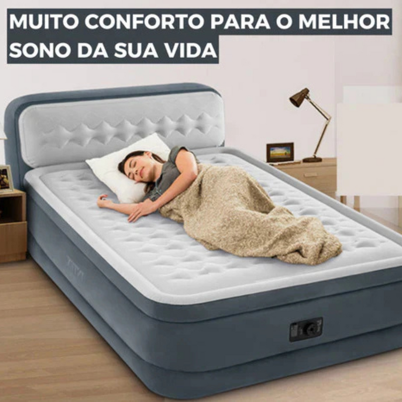 Colchão de Casal Inflável + Bomba de Ar e Encosto [Promoção Só Hoje]