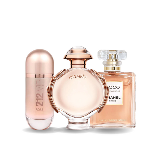 Set of 3 fragrances: Carolina Herrera 212 VIP ROSÉ, Paco Rabanne OLYMPÉA and Chanel COCO MADEMOISELLE (Eau de Parfum)