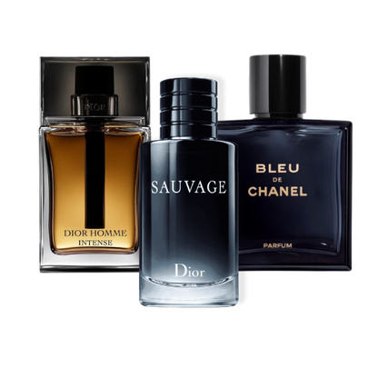 Set of 3 fragrances: Sauvage Dior, Bleu de Chanel and Dior Homme Intense (Eau de Parfum)