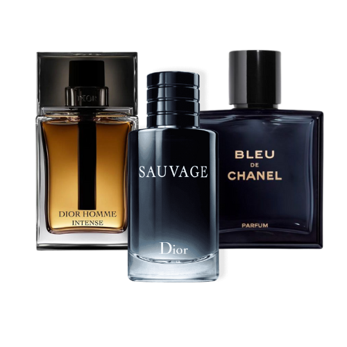 Set of 3 fragrances: Sauvage Dior, Bleu de Chanel and Dior Homme Intense (Eau de Parfum)