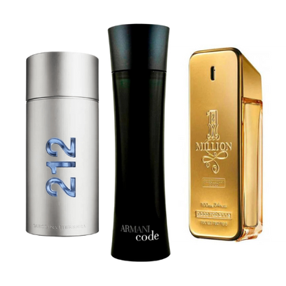 Set of 3 fragrances: 212 Men NYC, Paco Rabanne One Million and Armani Code Homme (Eau de Parfum)