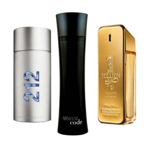Set of 3 fragrances: 212 Men NYC, Paco Rabanne One Million and Armani Code Homme (Eau de Parfum)
