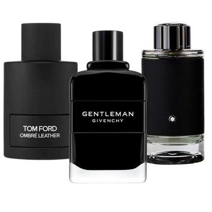 3-piece perfume set: Tom Ford Ombre Leather, Givenchy Gentleman and Montblanc Explorer (Eau de Parfum)