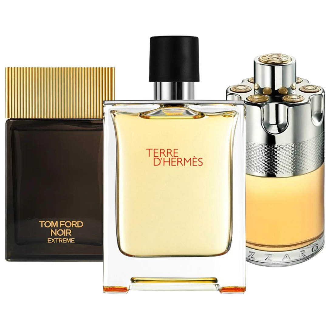 Set of 3 fragrances: Terre d’Hermès, Azzaro Wanted and Tom Ford Noir Extreme (Eau de Parfum)
