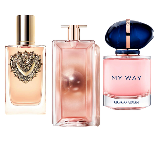 Set of 3 fragrances: Dolce & Gabbana Devotion, Giorgio Armani My Way and Lancôme Idôle (Eau de Parfum)
